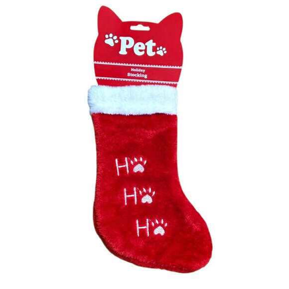 5 New Pet Christmas Stocking Red Plush Paws Ho Holiday Cat Dog Puppy Kitten Gift - Picture 2 of 9